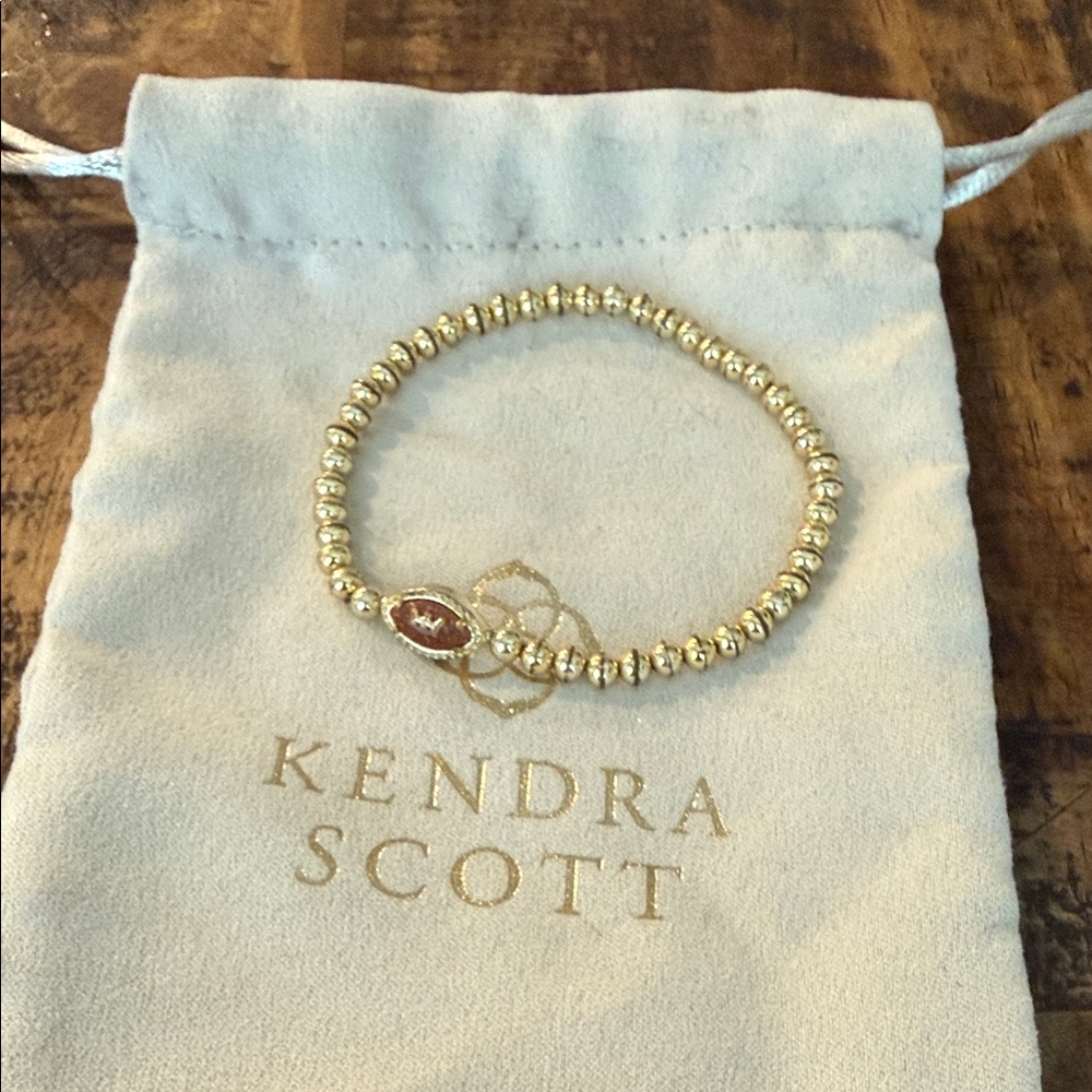 Kendra Scott Gold Beaded Bracelet with Football Charm